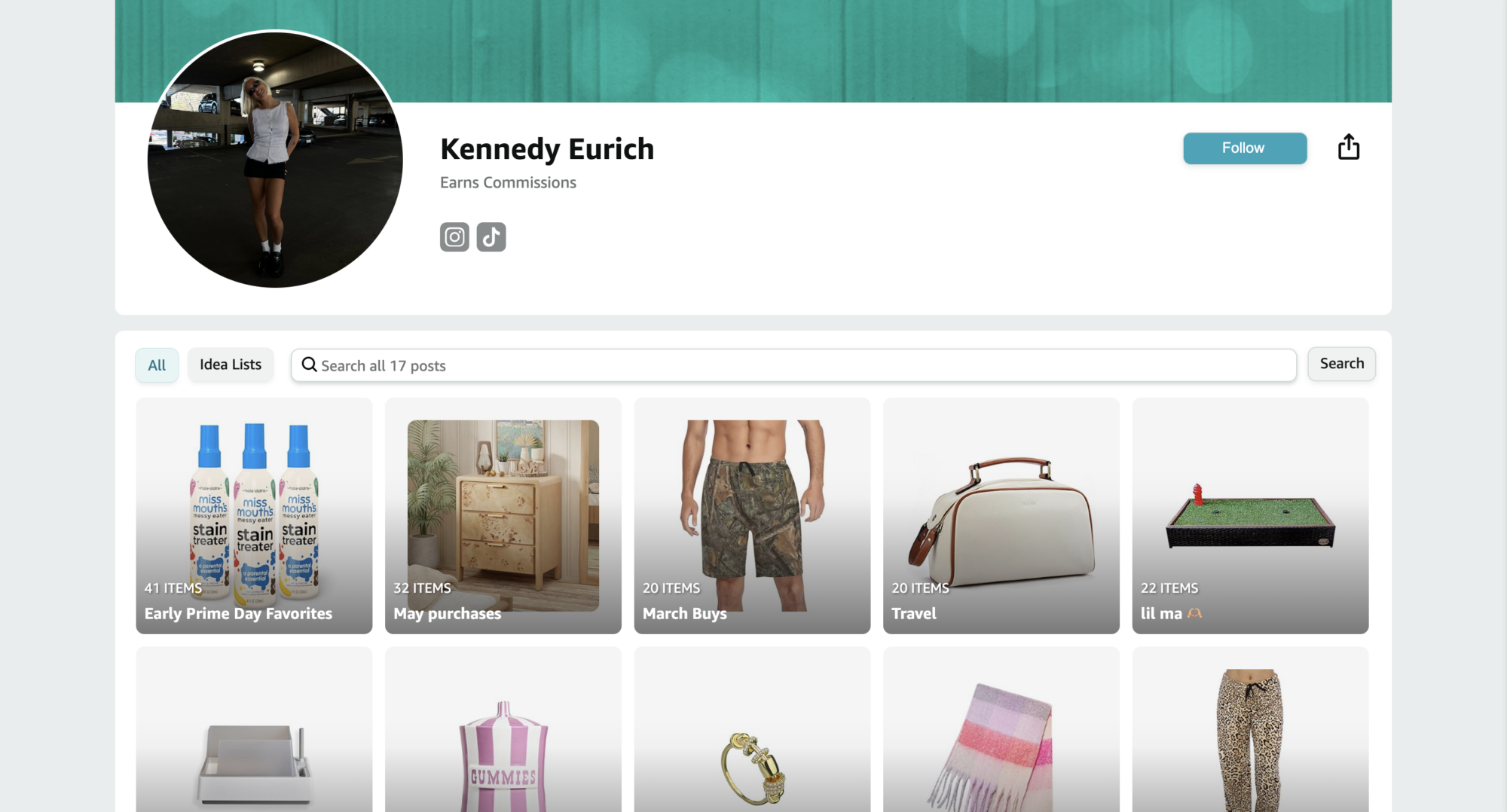 Kennedy Eurich's amazon influencer storefront